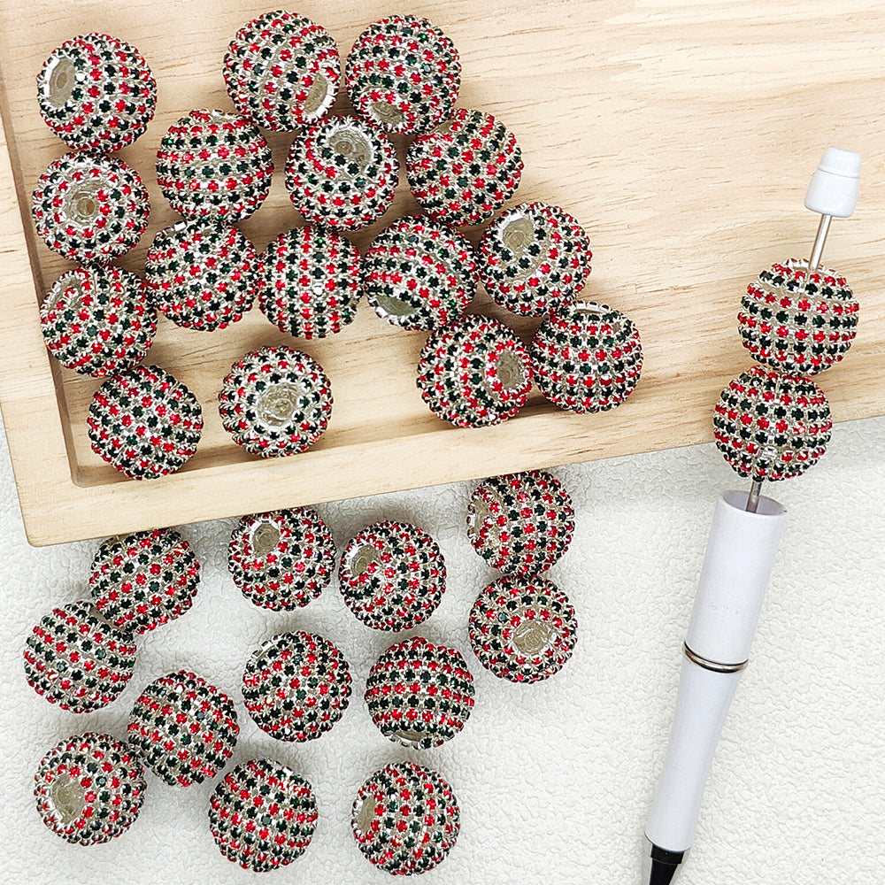 Sparkly Christmas Pave Rhinestone Acrylic Ball,Bling Beads