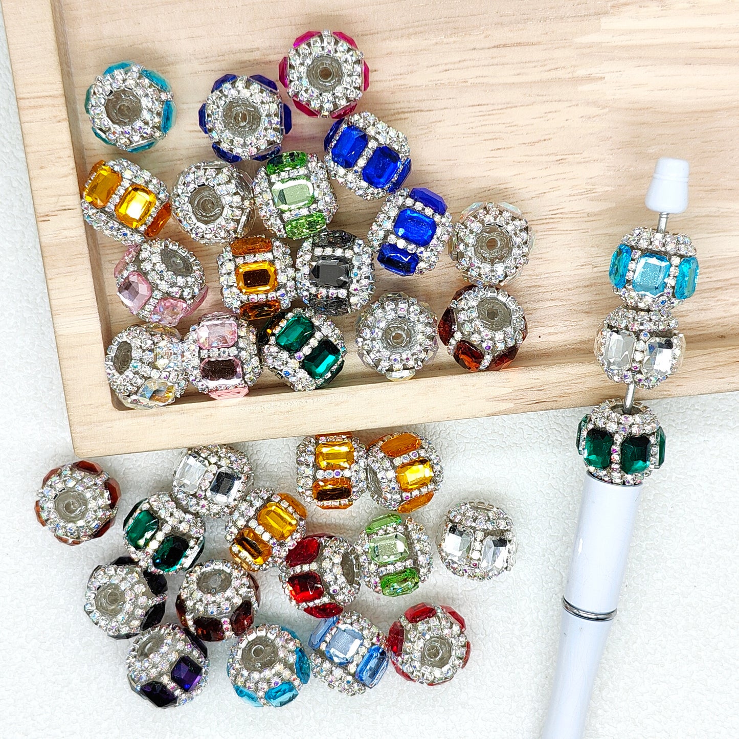 Sparkly Square Crystal Acrylic Beads,Mixed Color Rhinestone Bead