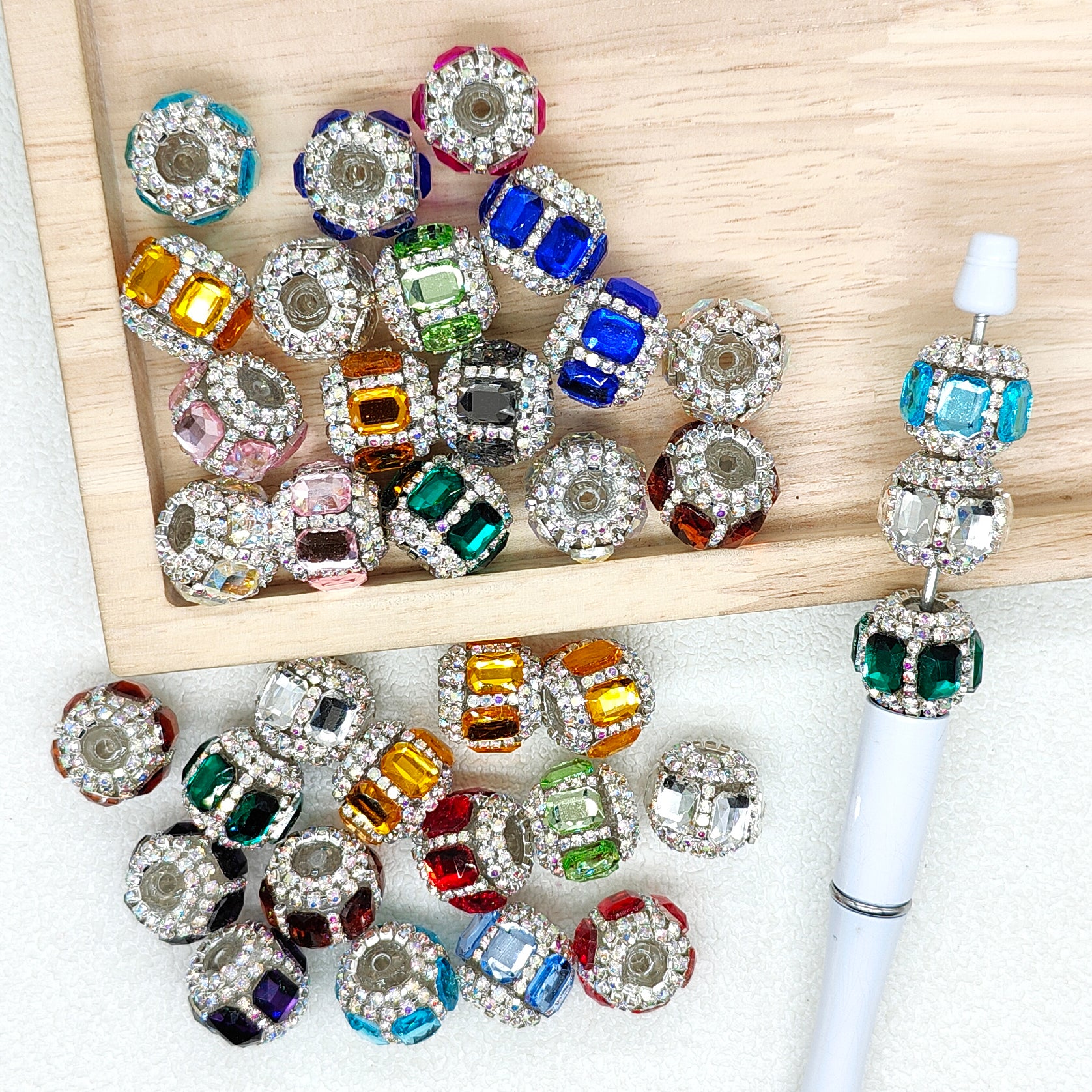 Sparkly Square Crystal Acrylic Beads,Mixed Color Rhinestone Bead