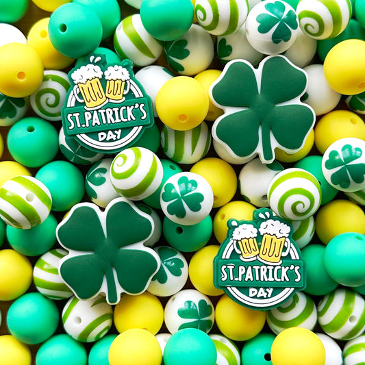 St. Patricks Day Beads,Focal Beads,15mm Silicone Beads,Assorted Beads