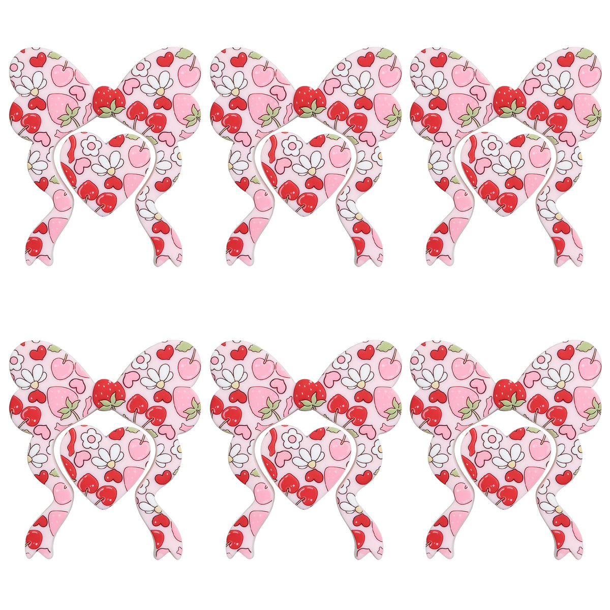 Strawberry Cherry Bow Heart Print Focal