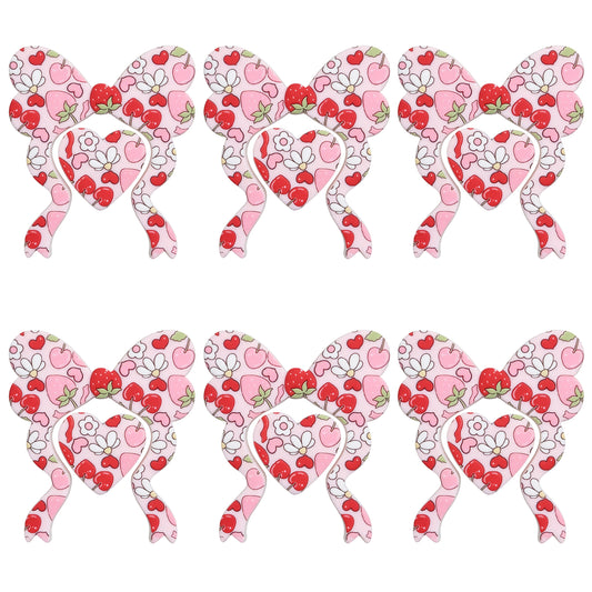 Strawberry Cherry Bow Heart Print Focal