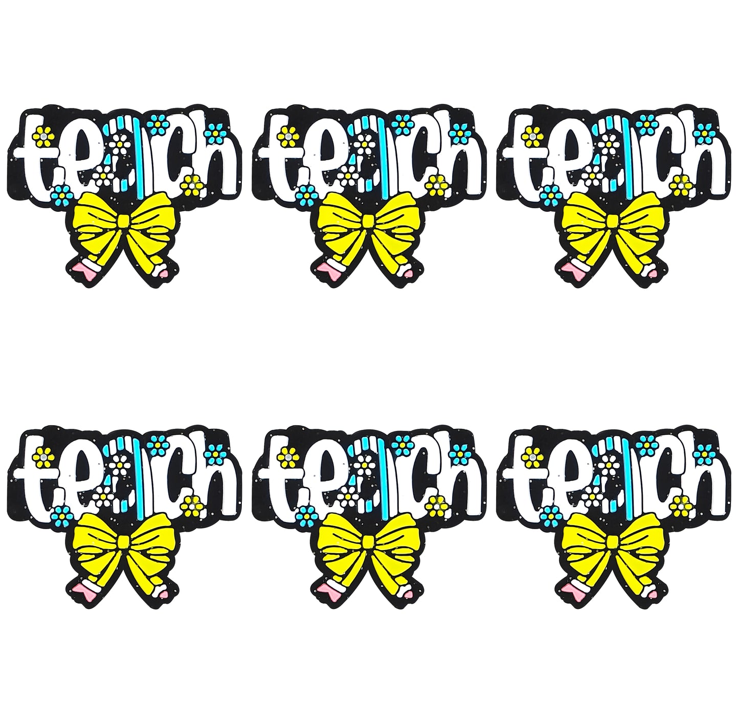 Teach Pencil Bow Glitter Focal