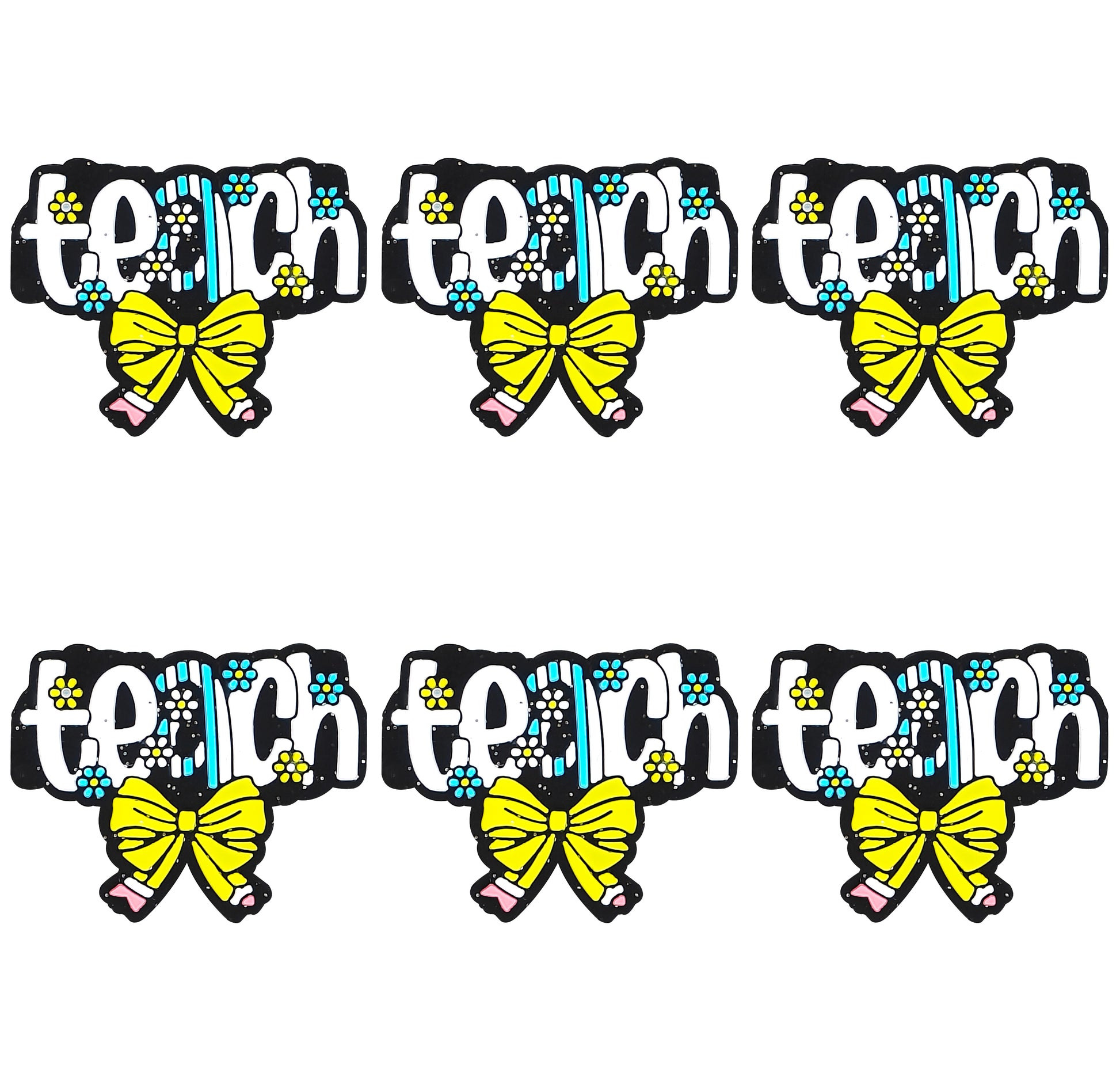 Teach Pencil Bow Glitter Focal