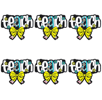 Teach Pencil Bow Glitter Focal