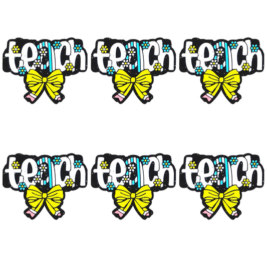 Teach Pencil Bow Glitter Focal