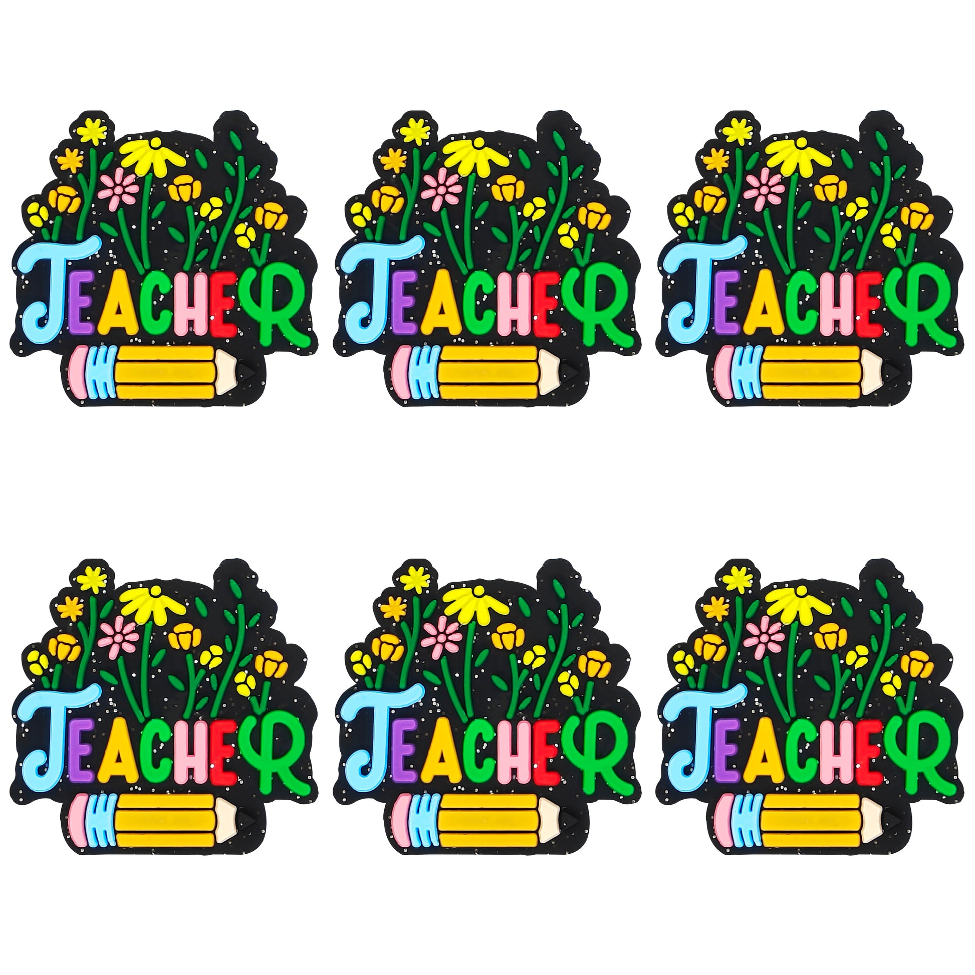 Teacher Floral Glitter Focal