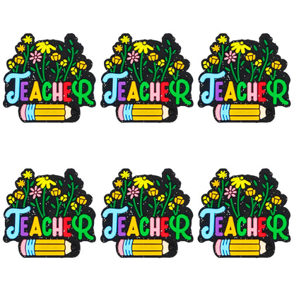 Teacher Floral Glitter Focal