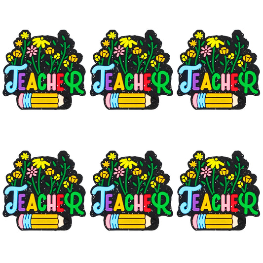 Teacher Floral Glitter Focal