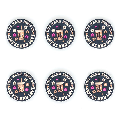 This Mama Runs On Coffee Silicone Focal Bead