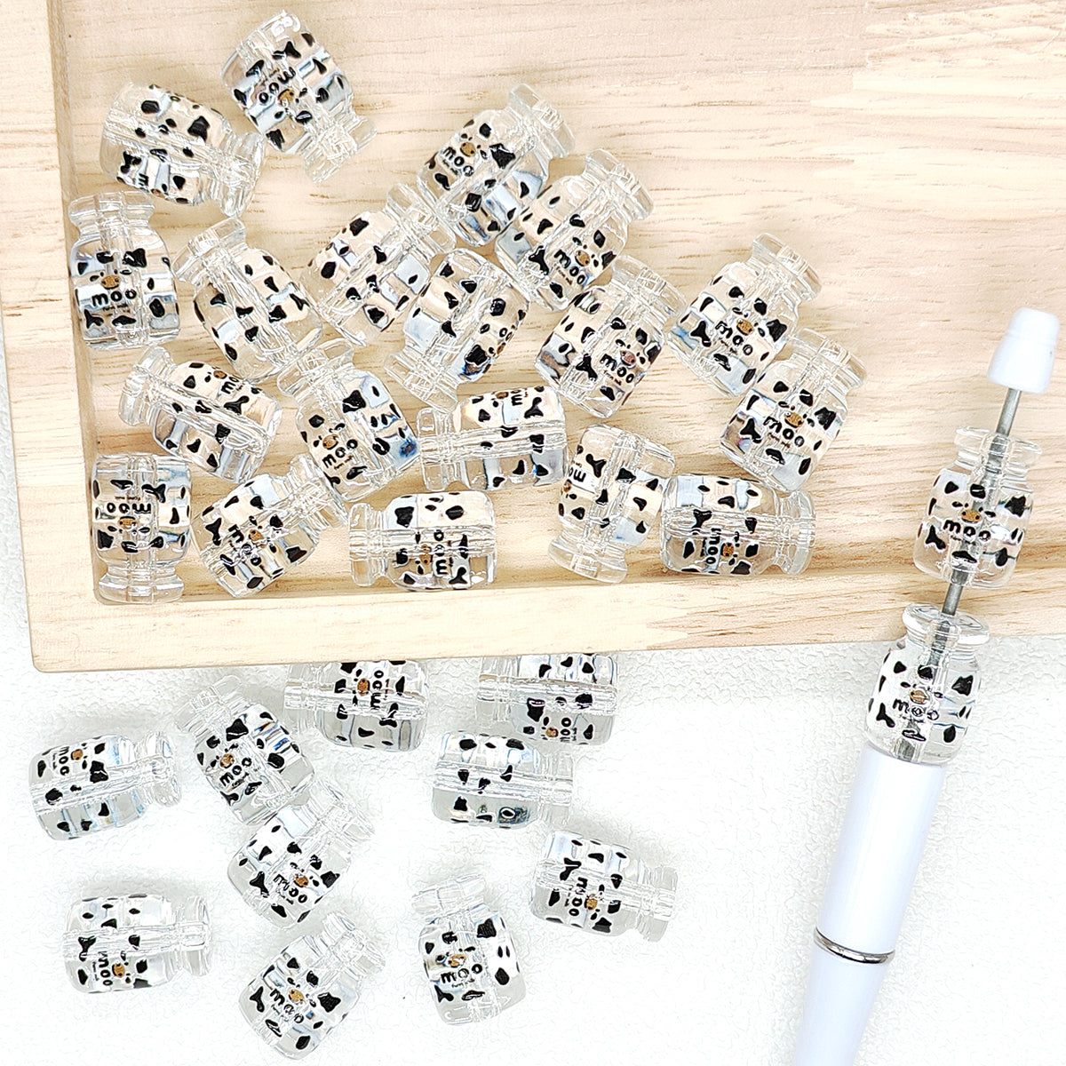 Transparent Cow Bottle Acrylic Beads,Resin Beads DIY Keychain