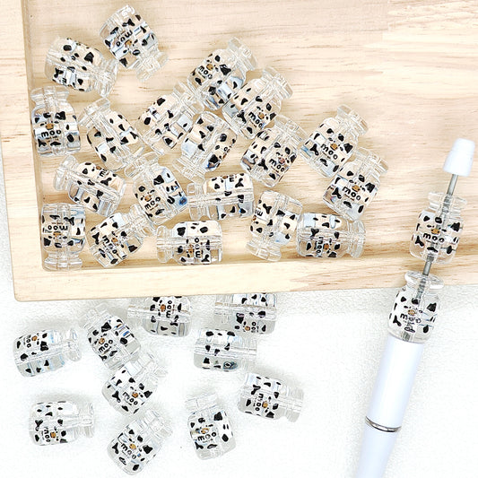 Transparent Cow Bottle Acrylic Beads,Resin Beads DIY Keychain