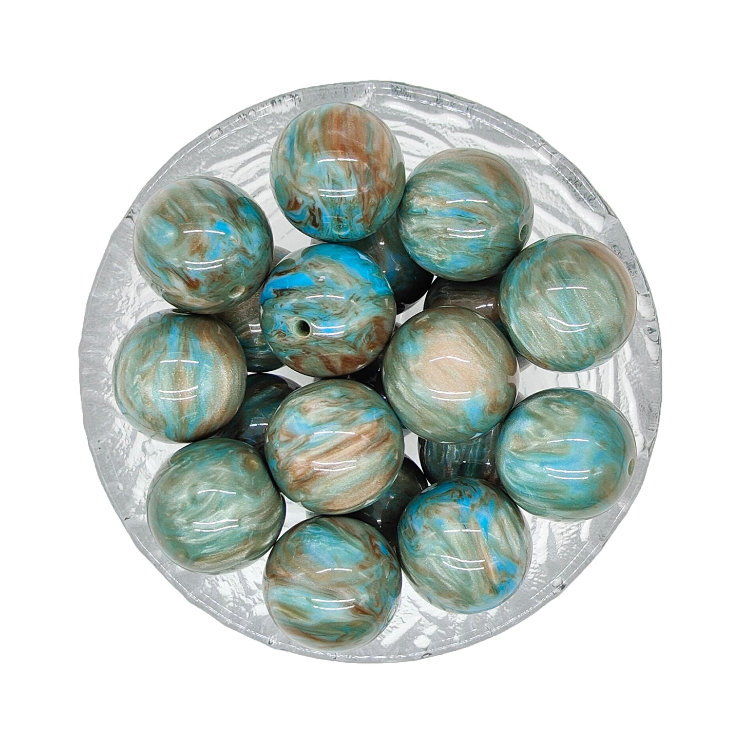 20mm Turquoise Swirl Chunky Bubblegum Acrylic Beads