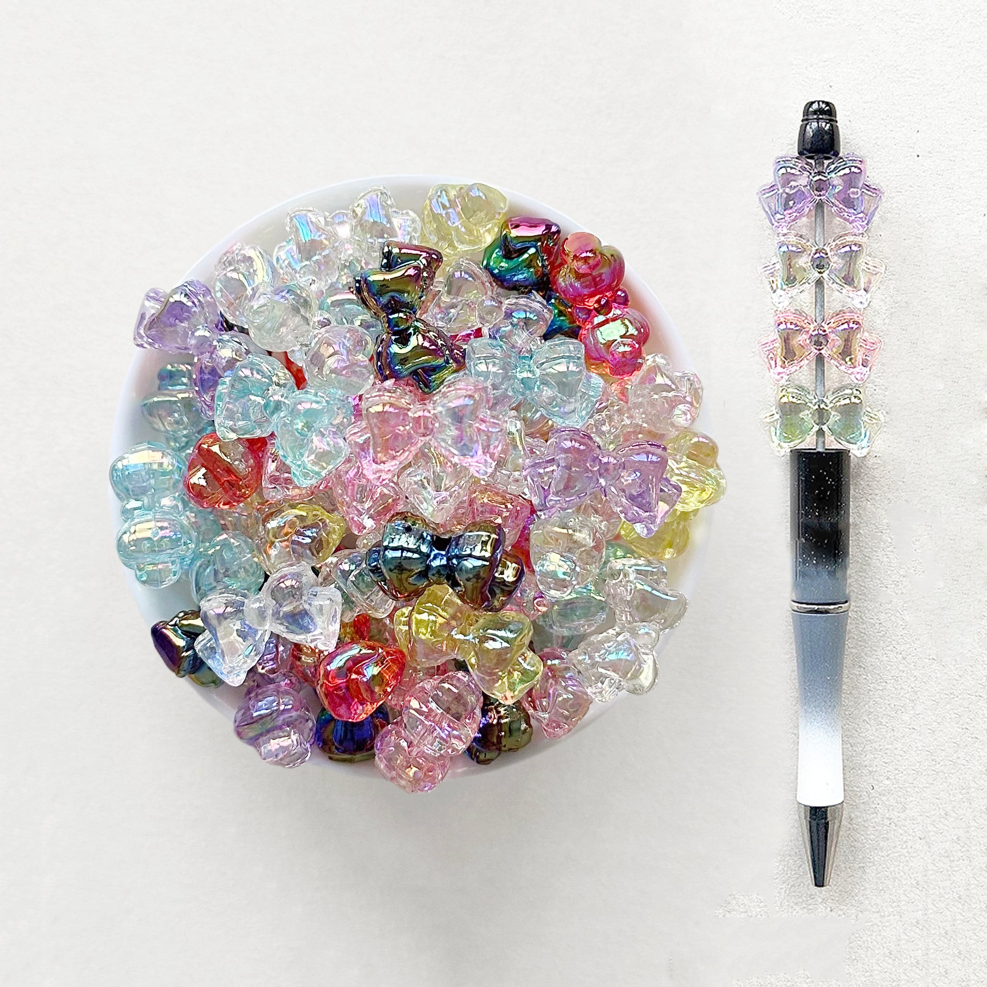 UV Bowknot Acrylic Beads,Mix Color Beads,Loose Beads