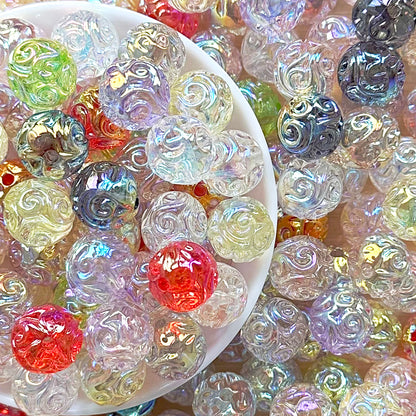 UV Clear 16mm Spiral Carved Acrylic Beads,Gumball Beads