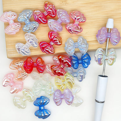 UV Clear Bowknot Shape Acrylic Beads,Iridescent Beads,Focal Beads
