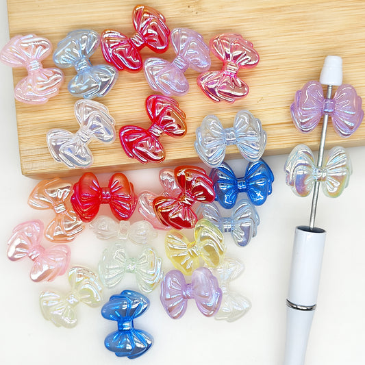 UV Clear Bowknot Shape Acrylic Beads,Iridescent Beads,Focal Beads