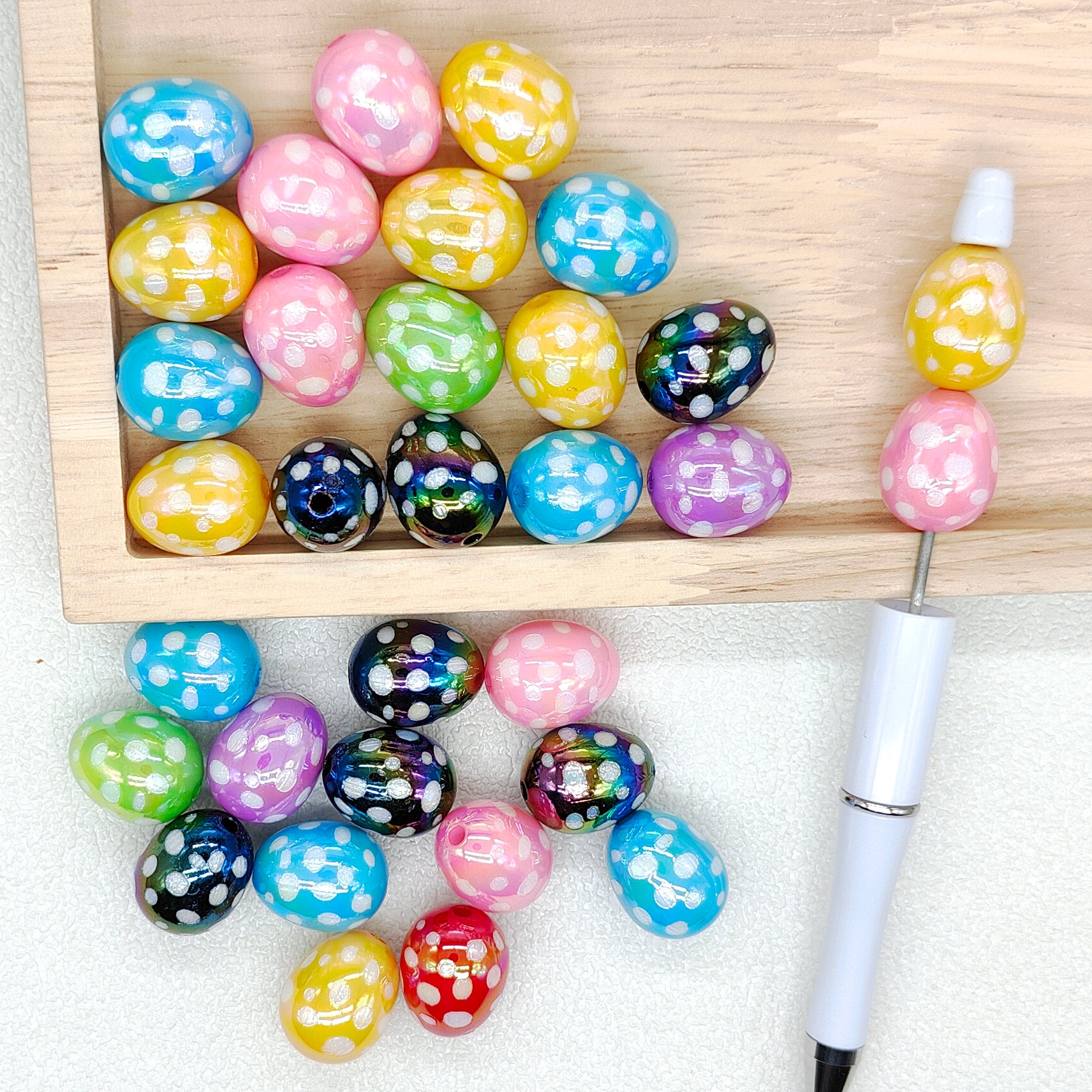 UV Easter Chunky Polka Dot Egg Acrylic Beads,Bulk Beads