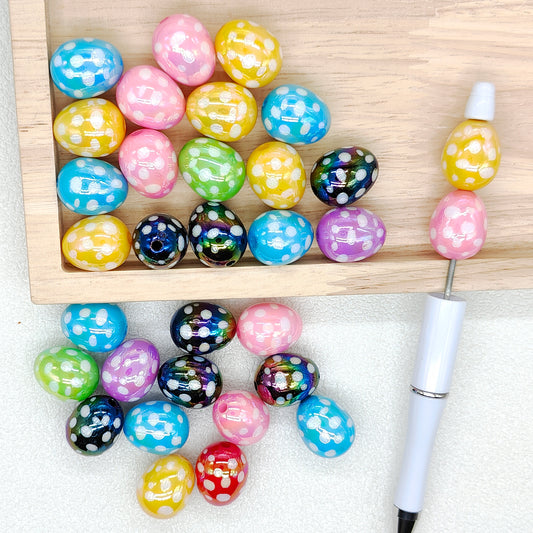 UV Easter Chunky Polka Dot Egg Acrylic Beads,Bulk Beads