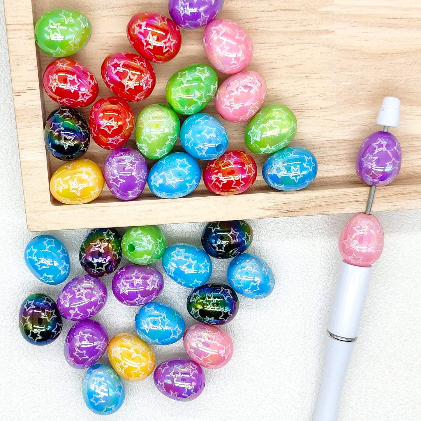 UV Egg Star Acrylic Beads,Focal Beads,Ornament Beads for Easter