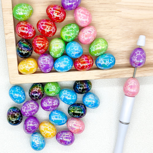 UV Egg Star Acrylic Beads,Focal Beads,Ornament Beads for Easter