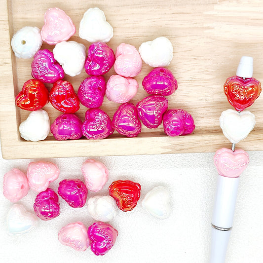 UV Heart LOVE Acrylic Beads,Valentines Day Loose Beads