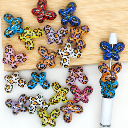 UV Leopard Butterfly Beads,Mixed Color Acrylic Beads