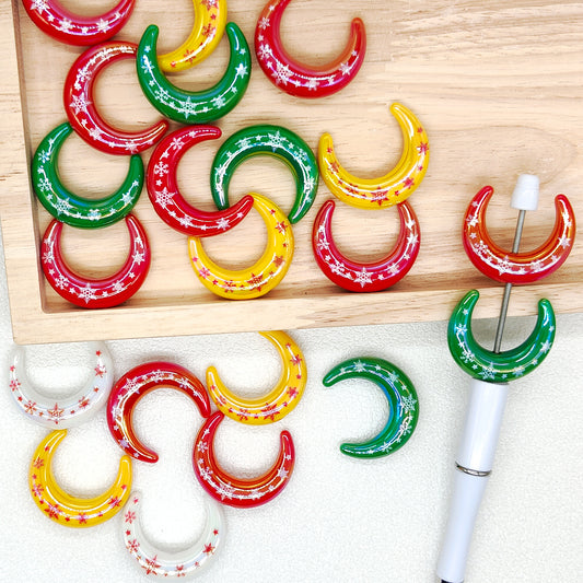 UV Snowflake Moon Beads,Christmas Acrylic Beads,Ornament Beads