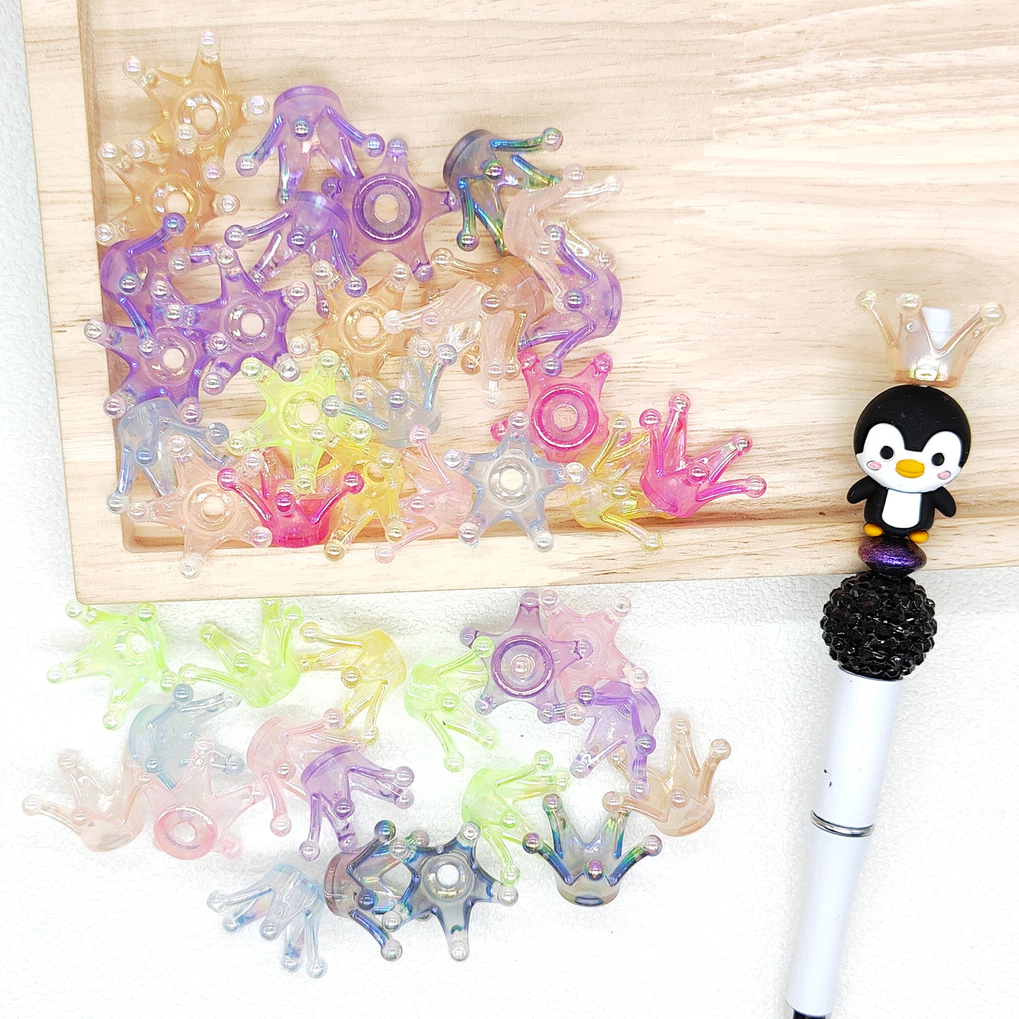 UV Transparent Crown Acrylic Bead,DIY Pen,Spacer Beads