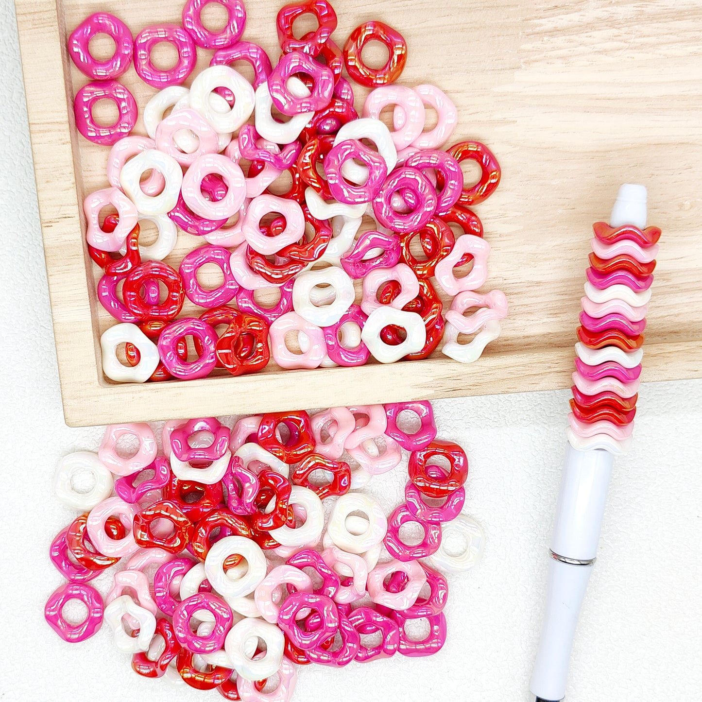 Valentines Day Acrylic Wavy Spacer Bead Mixed Color