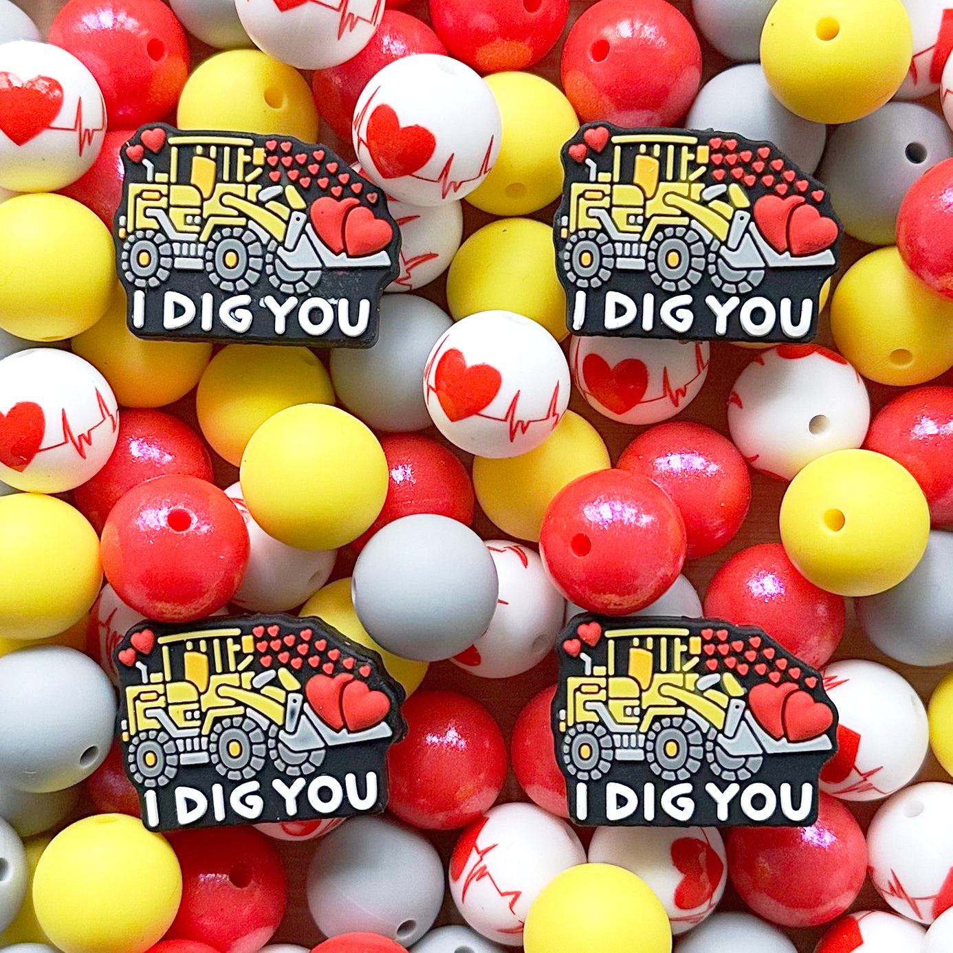 Valentines Day Loose Beads,24Pcs Assorted Silicone Beads