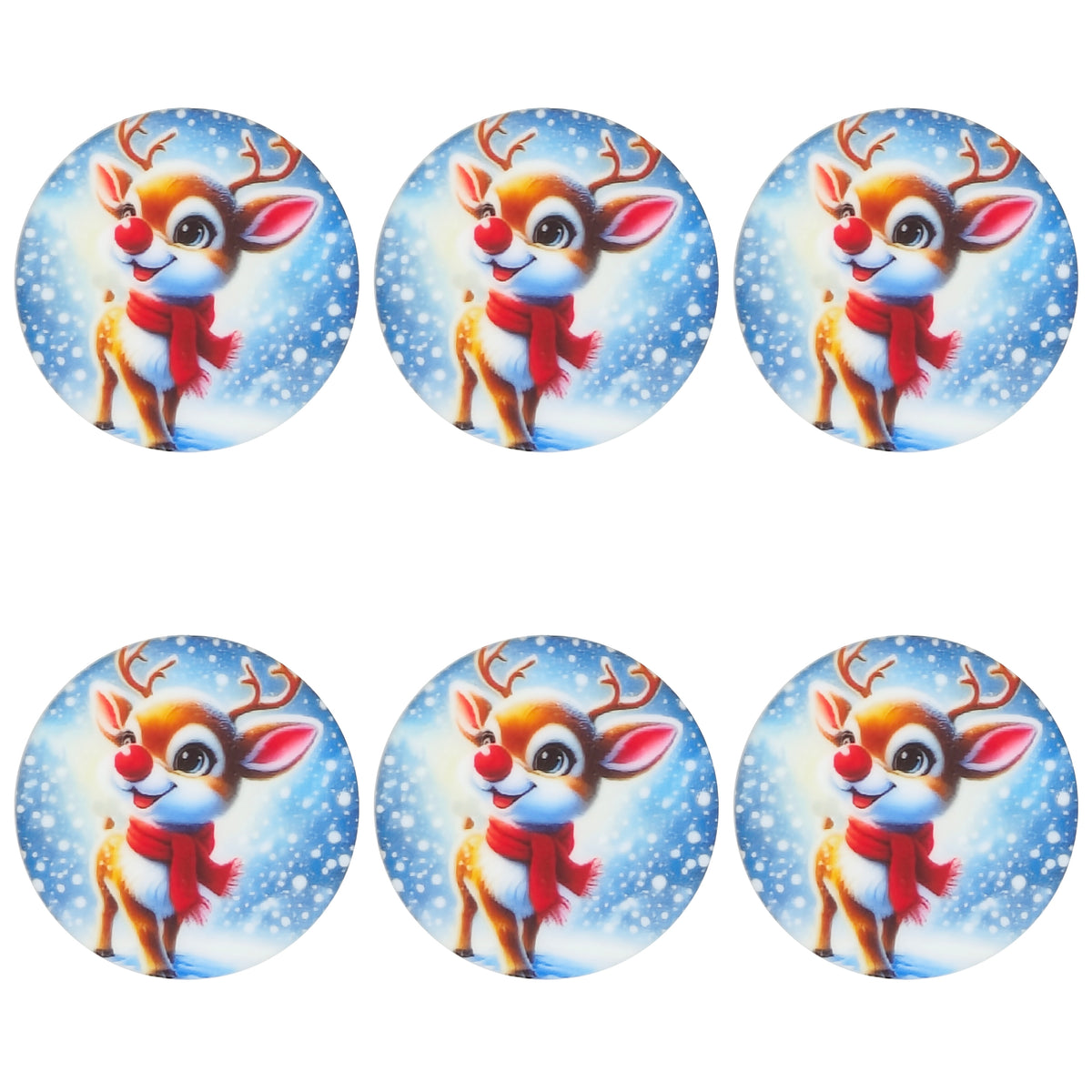 Winter Reindeer Print Flat Round Focal