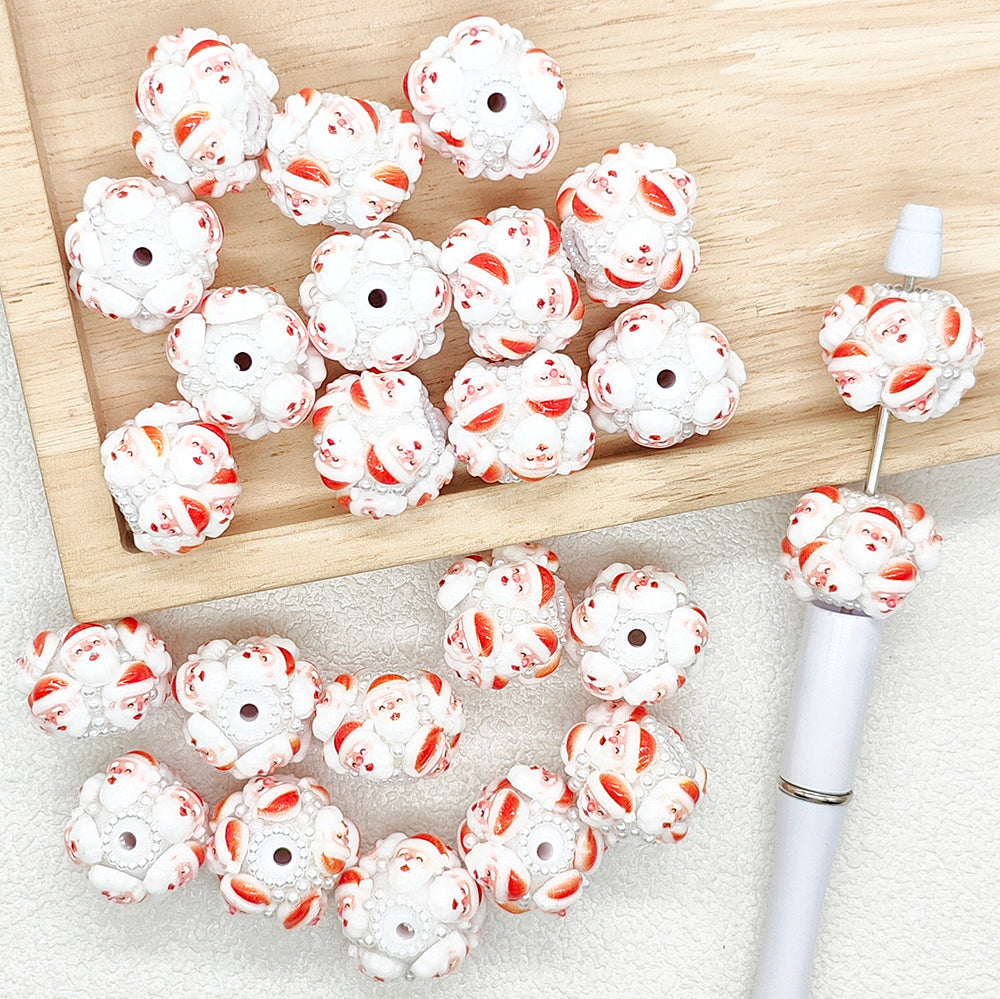 Xmas Santa Pearl Acrylic Beads,Christmas Fancy Beads
