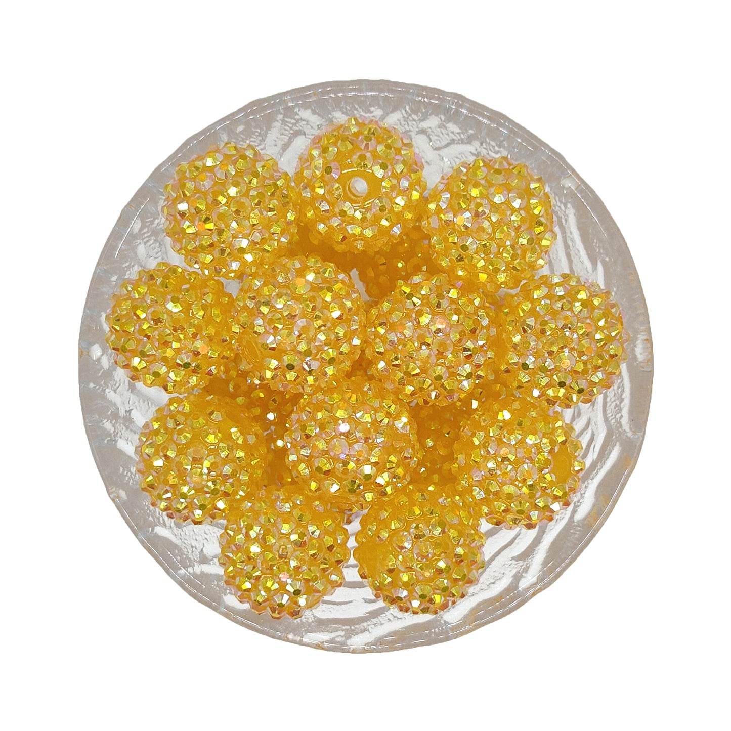 20mm Yellow Rhinestone Bubblegum Acrylic Beads