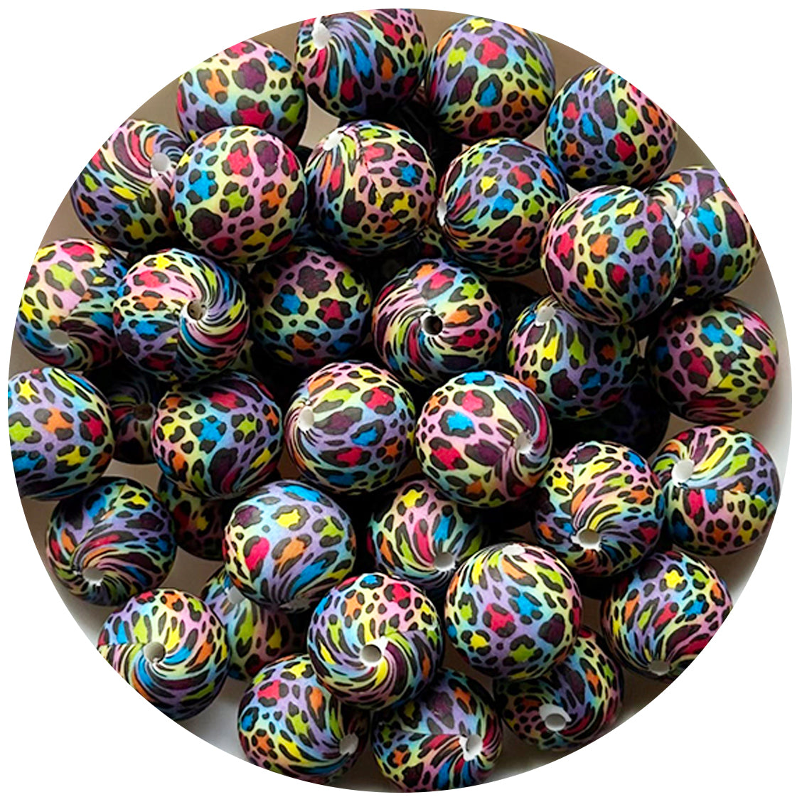 15mm New Print Round Silicone Beads