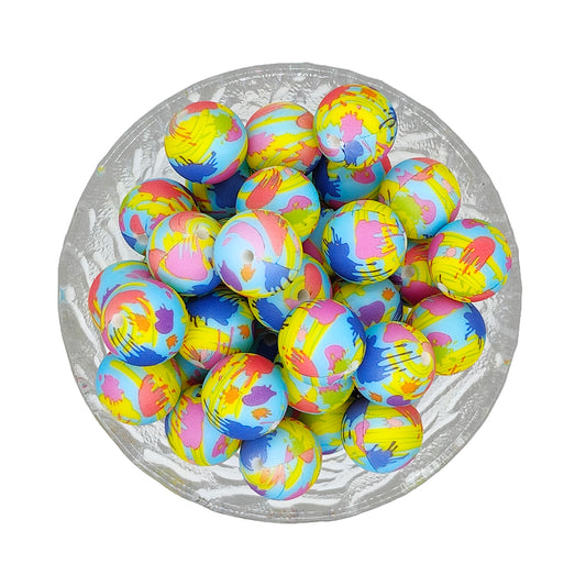 15mm Paint Splatter 2# Print Round Silicone Beads
