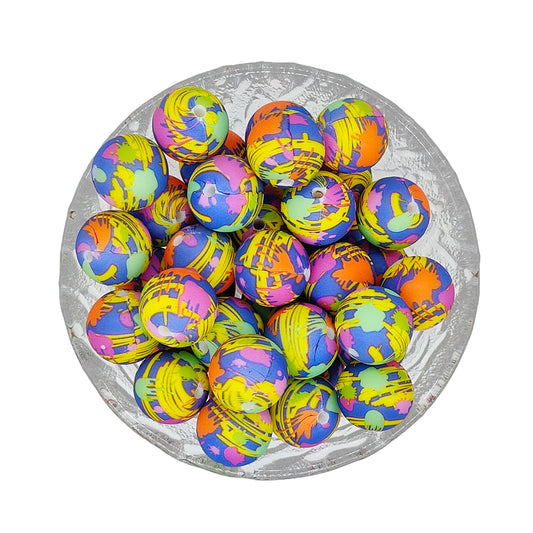 15mm Paint Splatter 3# Print Round Silicone Beads