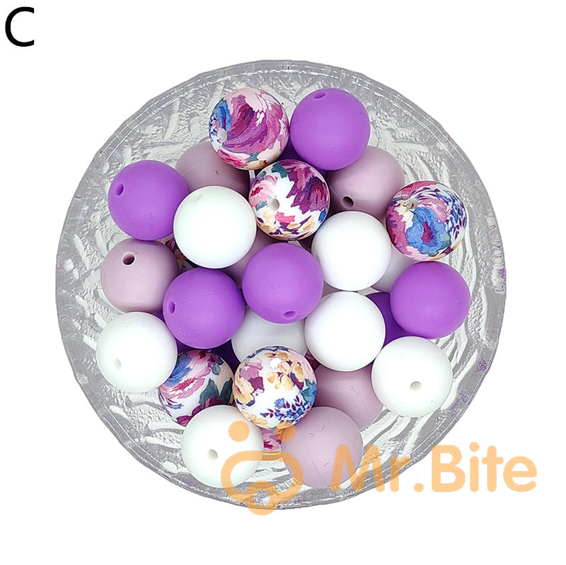 15mm Assorted Colors Round Silicone Beads