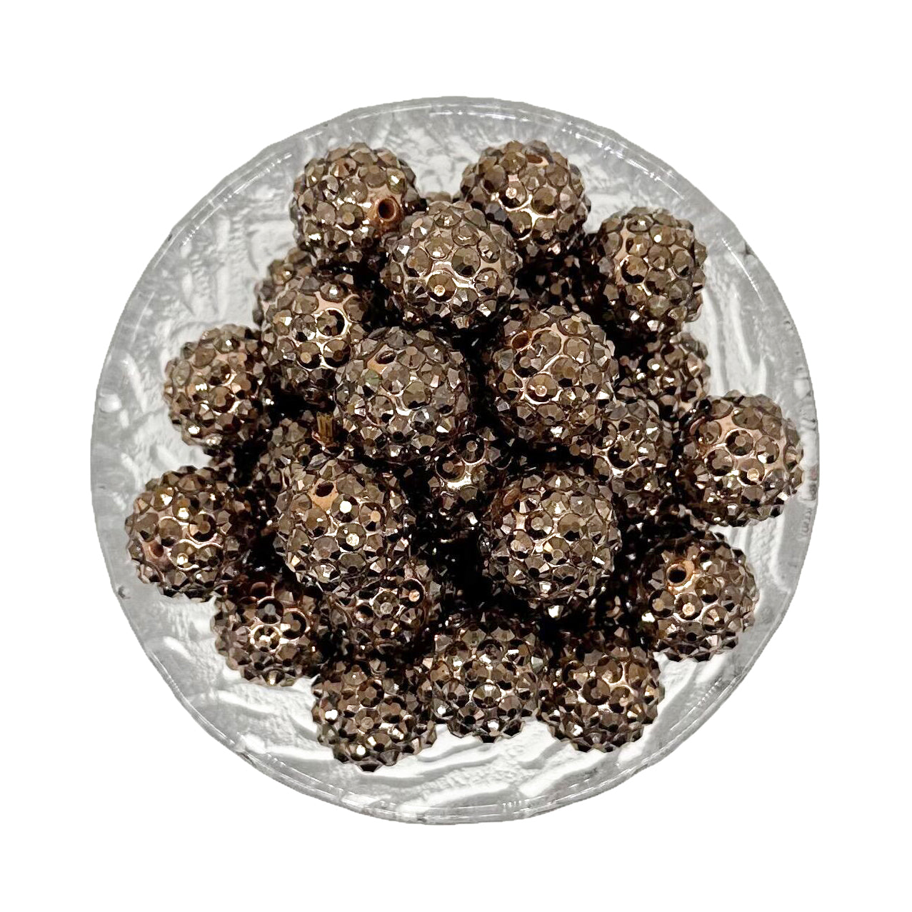 16mm Brown Ore Rhinestone Bubblegum Beads