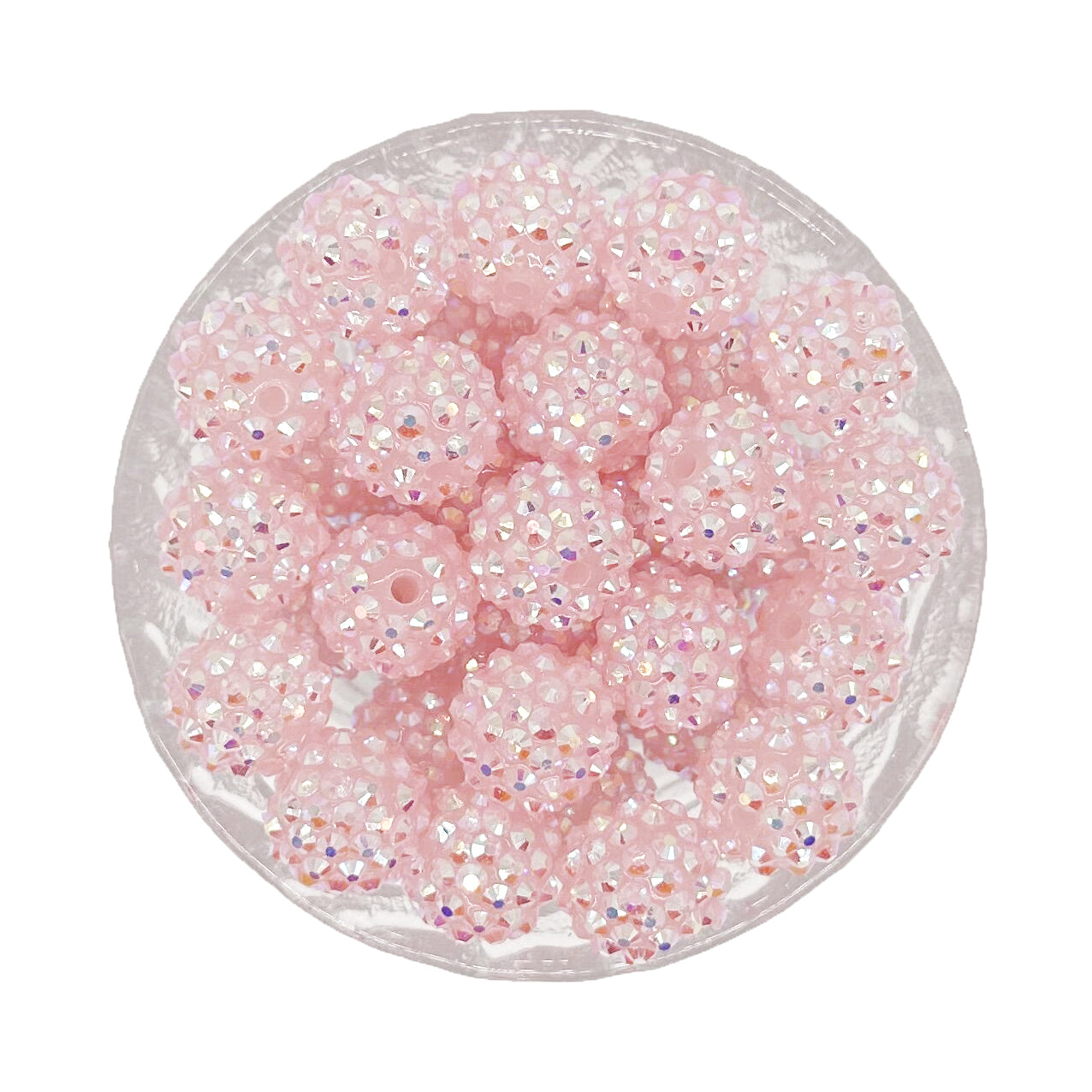 16/20mm Light Pink Rhinestone Bubblegum Acrylic Beads