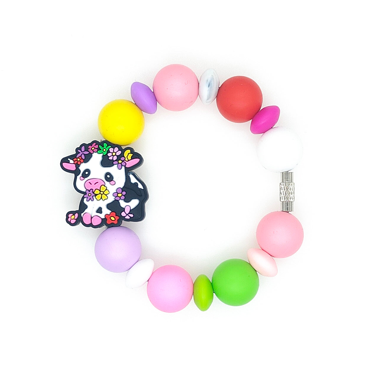 Tumbler Cup Charm, Cow Silicone Beads Backpack Charm