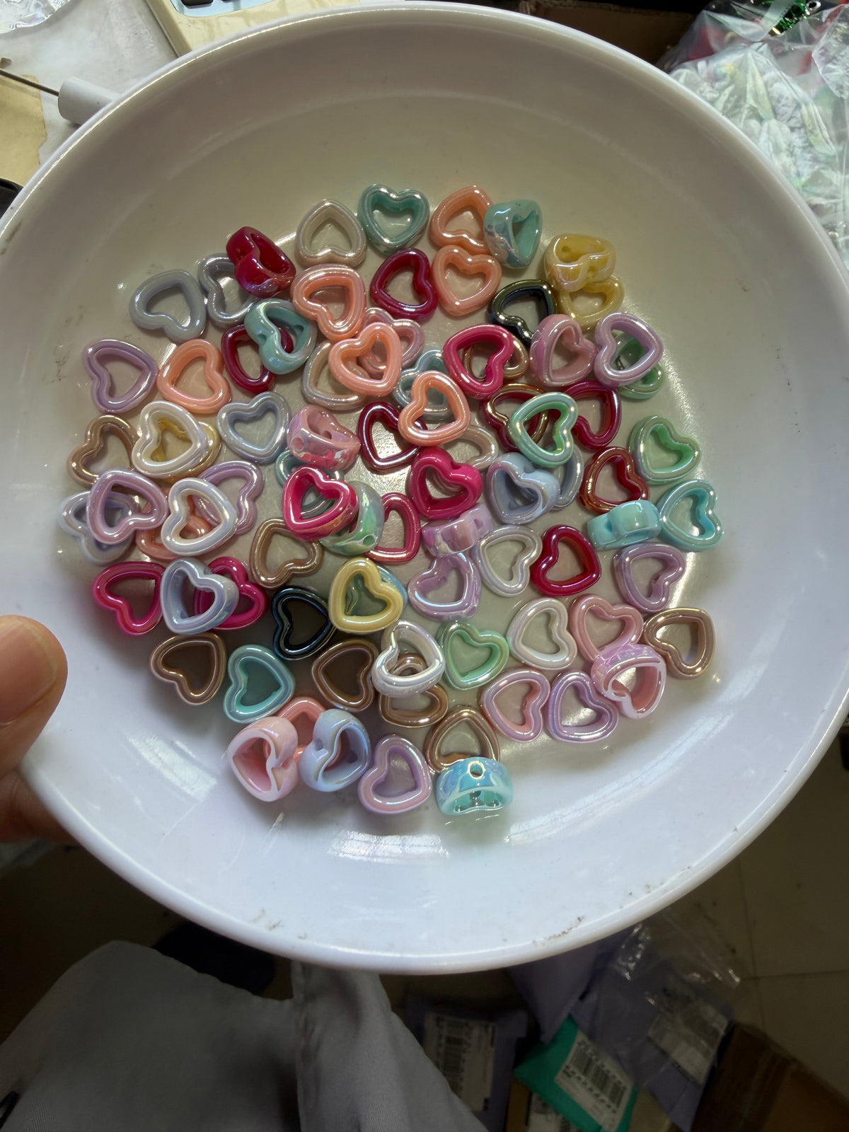 Small Mini Heart Shaped Acrylic Charm Beads Spacer,Vertical Hole