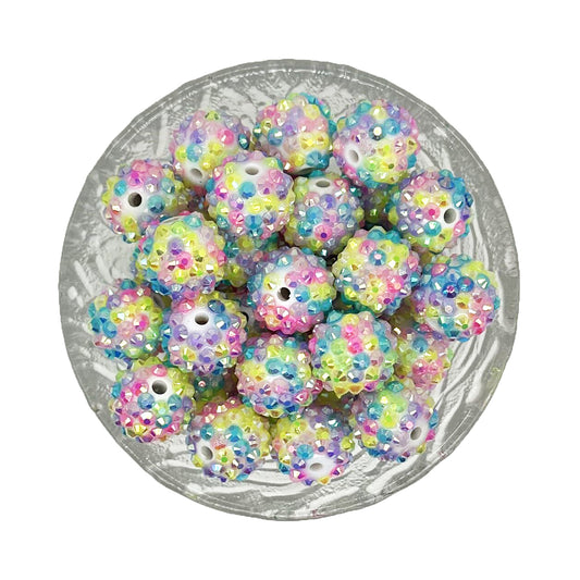 16mm Candy Confetti Rhinestone Bubblegum Beads