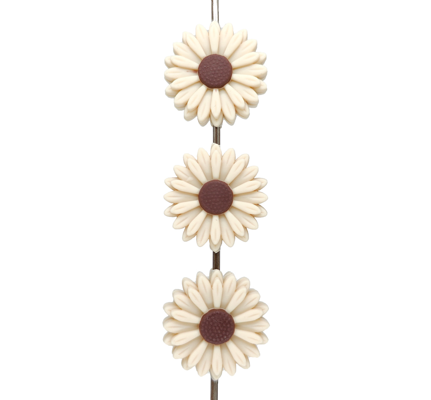 22mm Navajo White Daisy/Sunflower Silicone Beads