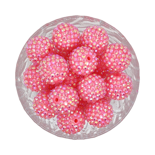 20mm Fluorescent Pink Rhinestone Bubblegum Acrylic Beads