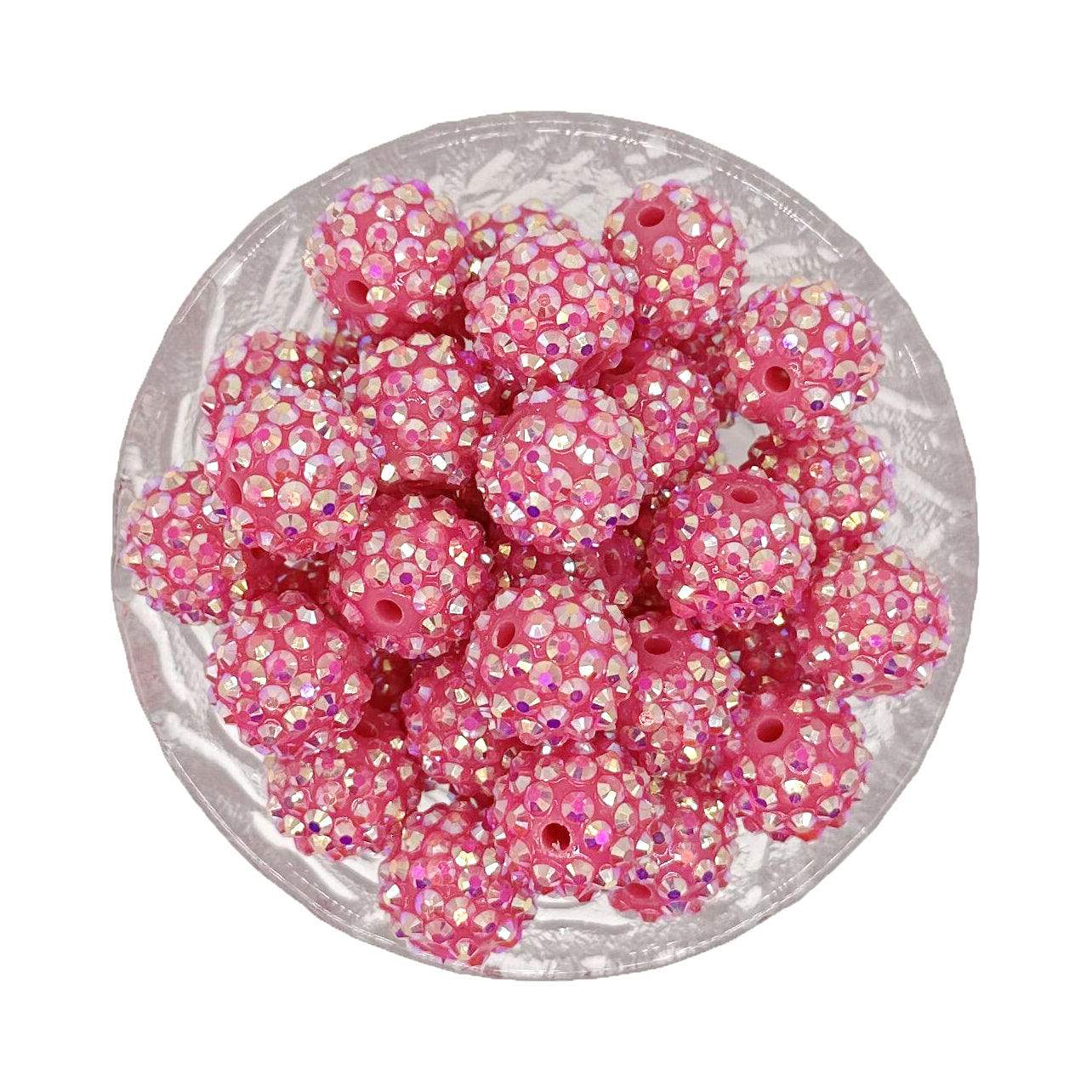16mm Fuchsia Rhinestone Bubblegum Beads