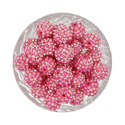 16mm Fuchsia Rhinestone Bubblegum Beads