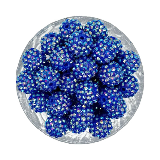 16mm Gem Blue Rhinestone Bubblegum Beads