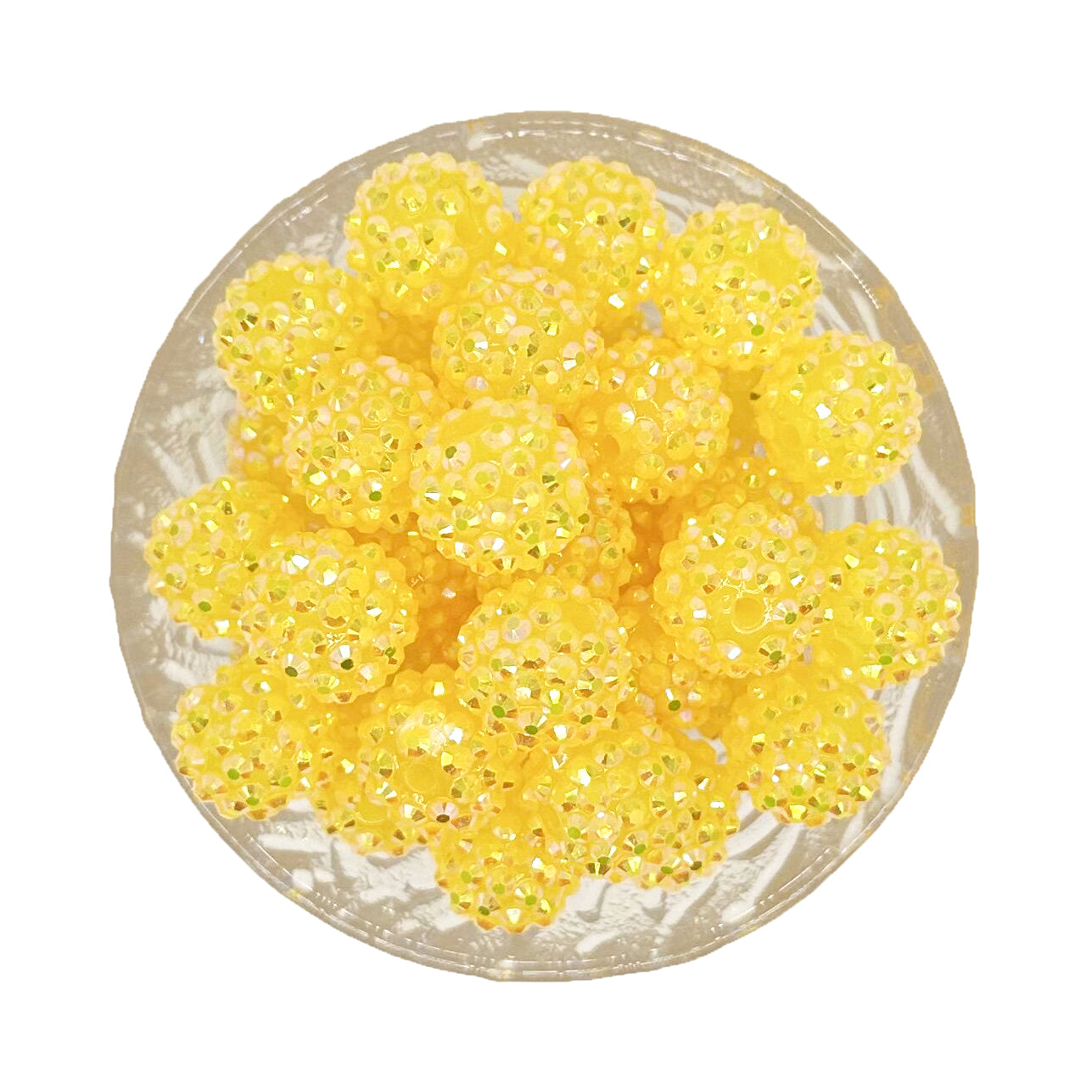 16mm Goose Yellow Rhinestone Bubblegum Beads
