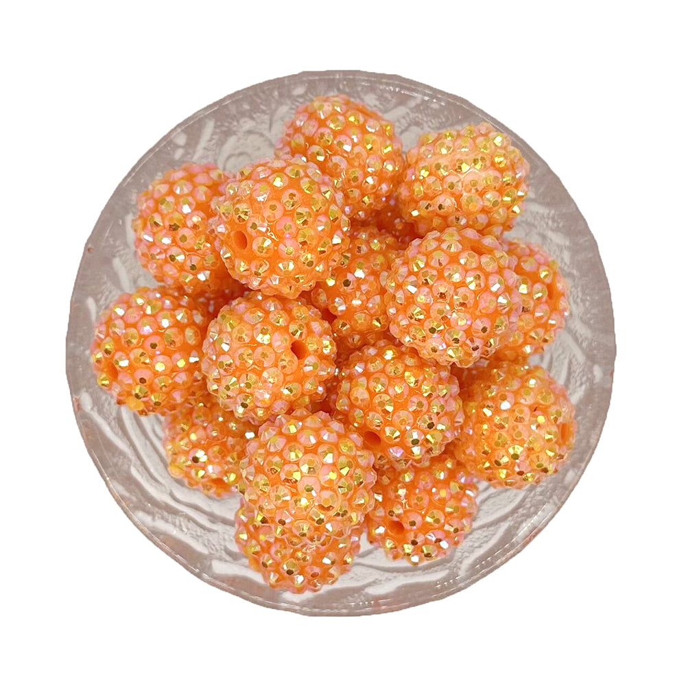 20mm Honey Orange Rhinestone Bubblegum Acrylic Beads